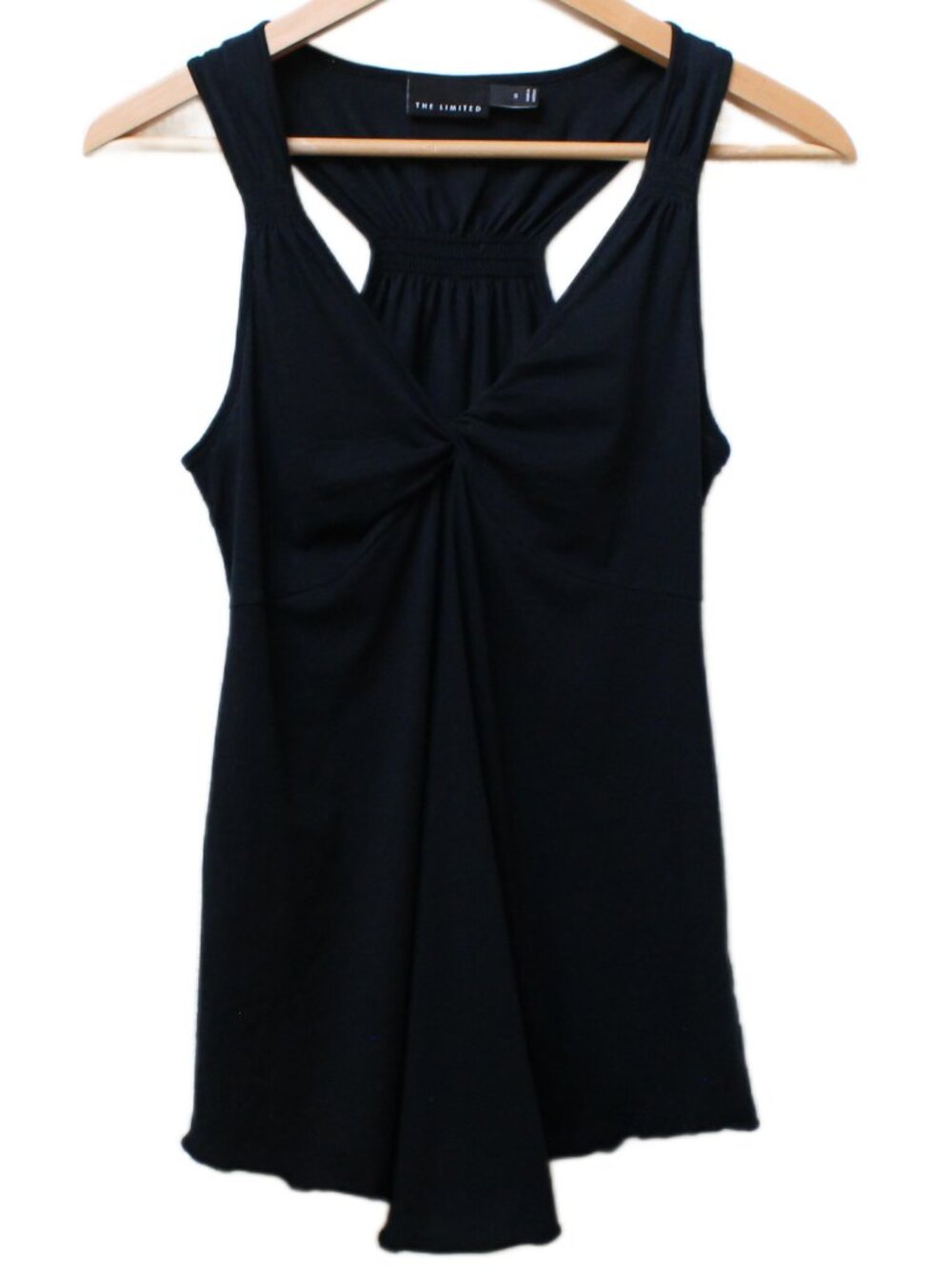 The Limited Black Twist Front Racerback Casual Cotton Jersey Tank Top Size S